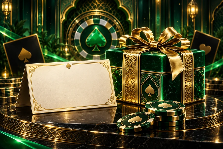 Gift box beside a card representing offer conditions